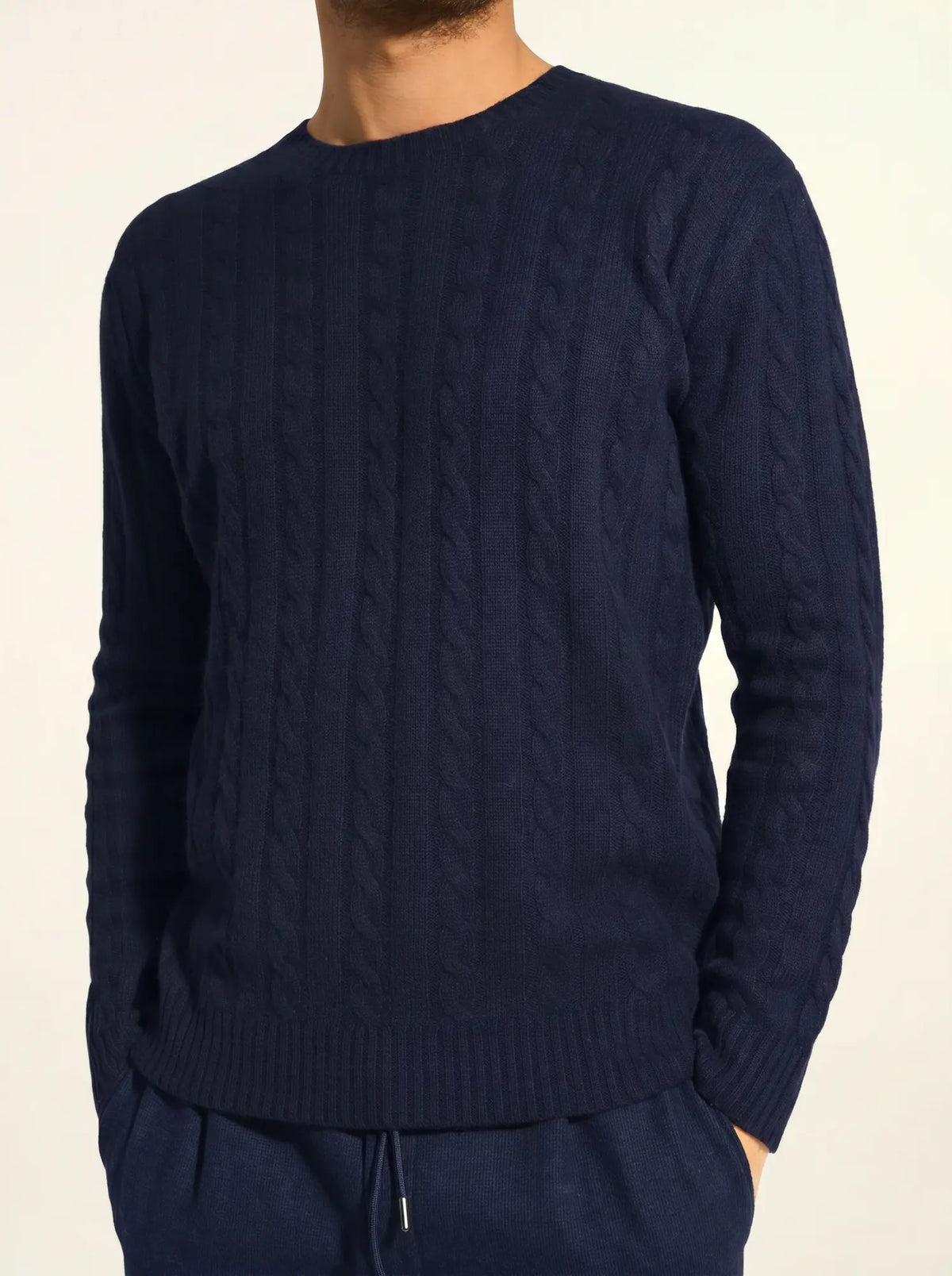 DARRI Pull Col Rond 4 Fils Bleu Marine