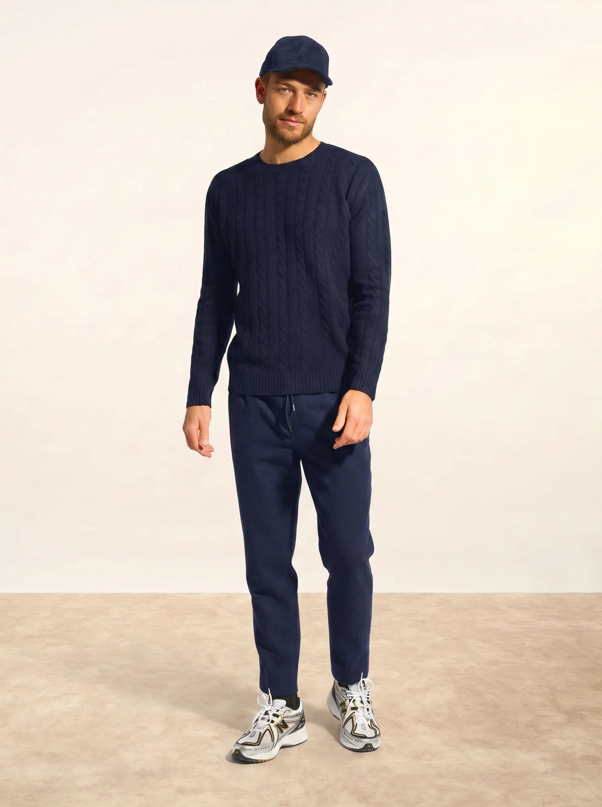 DARRI Pull Col Rond 4 Fils Bleu Marine
