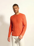 DARRI Pull Col Rond 4 Fils Orange Chiné