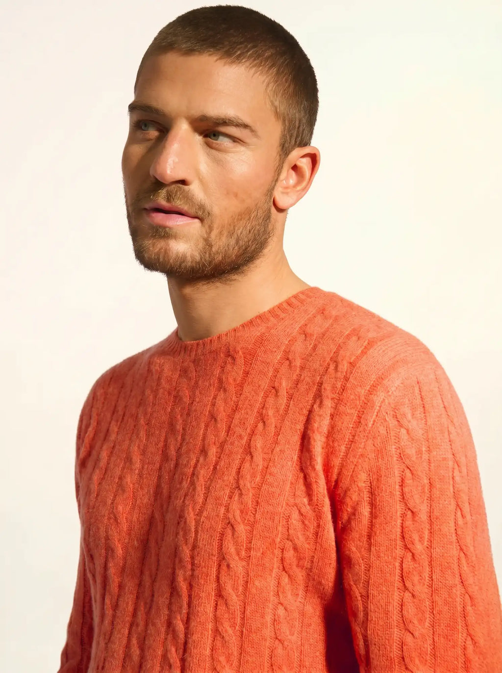 DARRI Pull Col Rond 4 Fils Orange Chiné