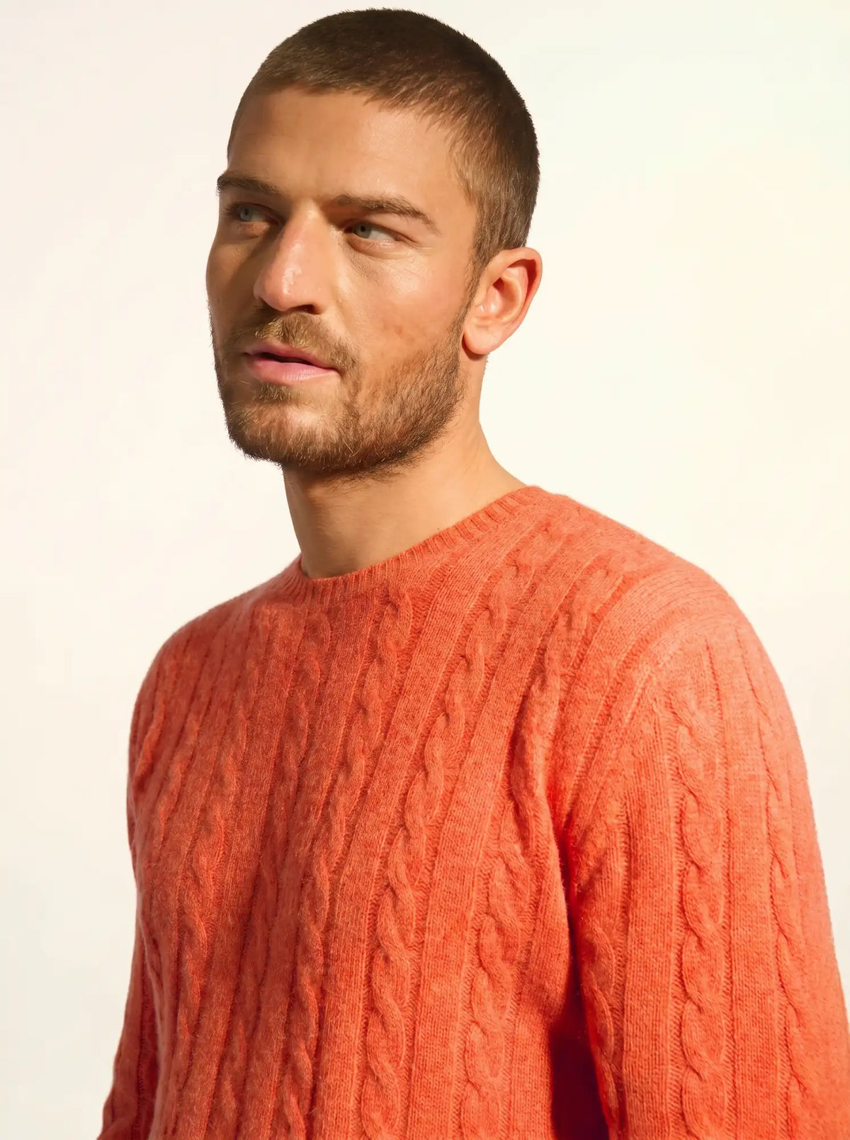 DARRI Pull Col Rond 4 Fils Orange Chiné