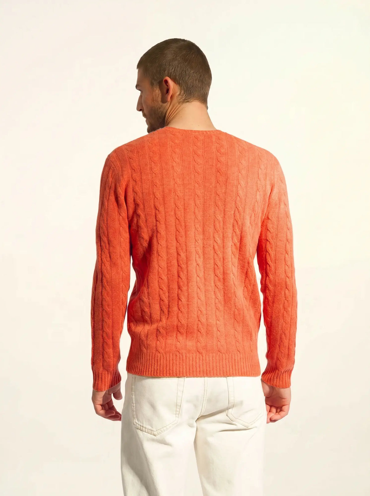 DARRI Pull Col Rond 4 Fils Orange Chiné