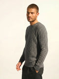 DARRI Pull Col Rond 4 Fils Anthracite Chiné