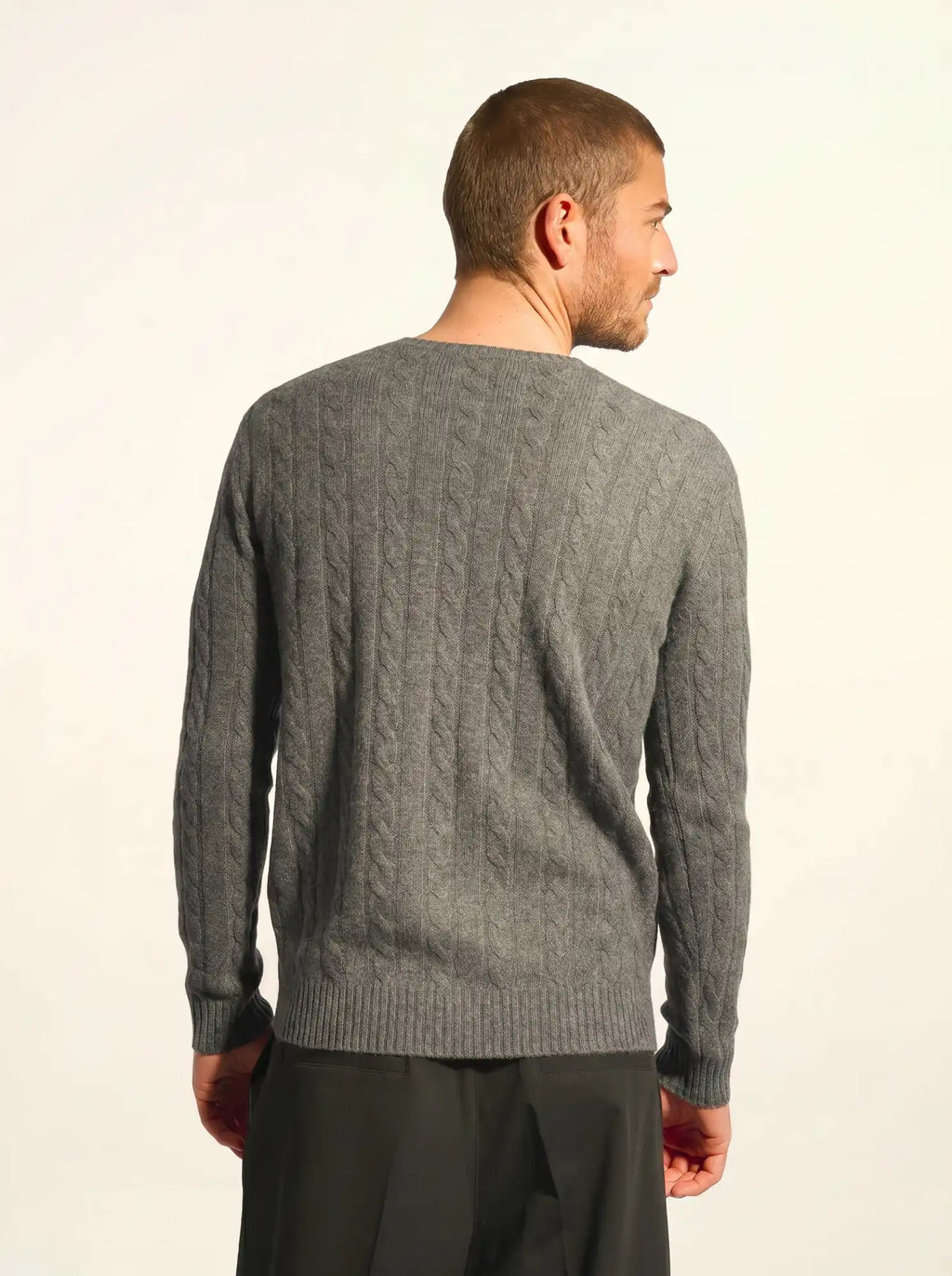 DARRI Pull Col Rond 4 Fils Anthracite Chiné