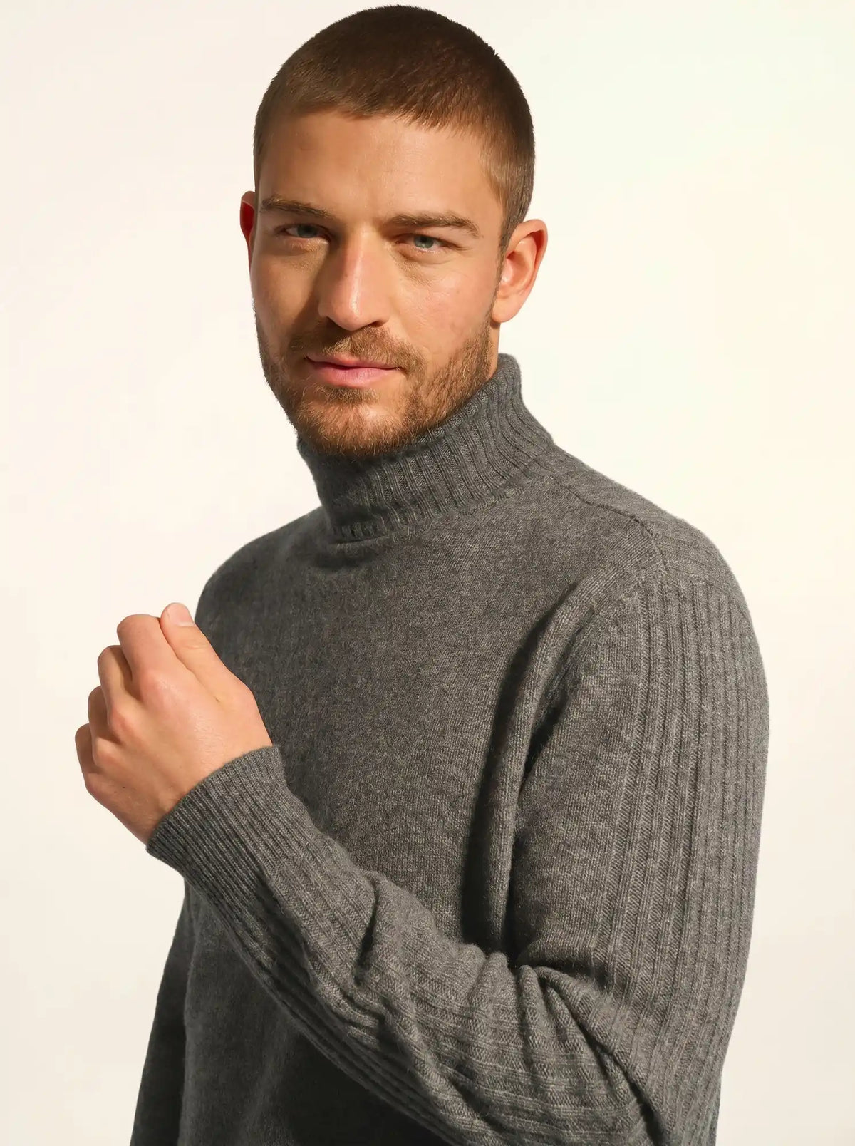 NOI Pull Col Roulé 4 Fils Anthracite Chiné