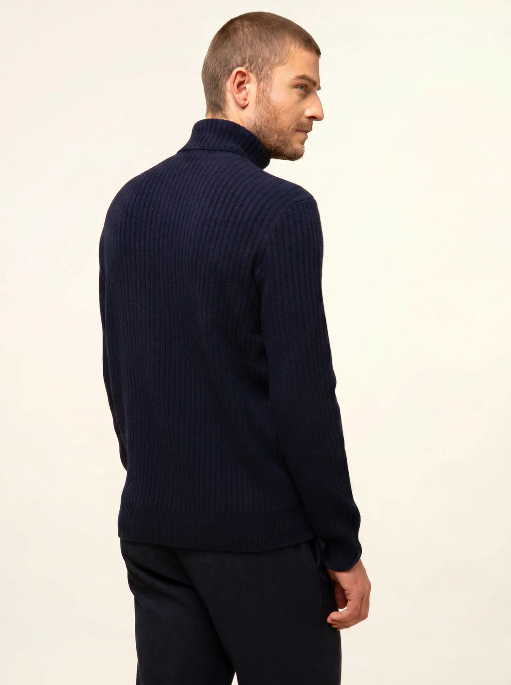 NOI Pull Col Roulé 4 Fils Bleu Marine
