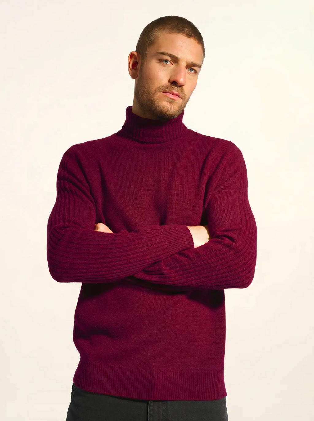NOI Pull Col Roulé 4 Fils Bordeaux