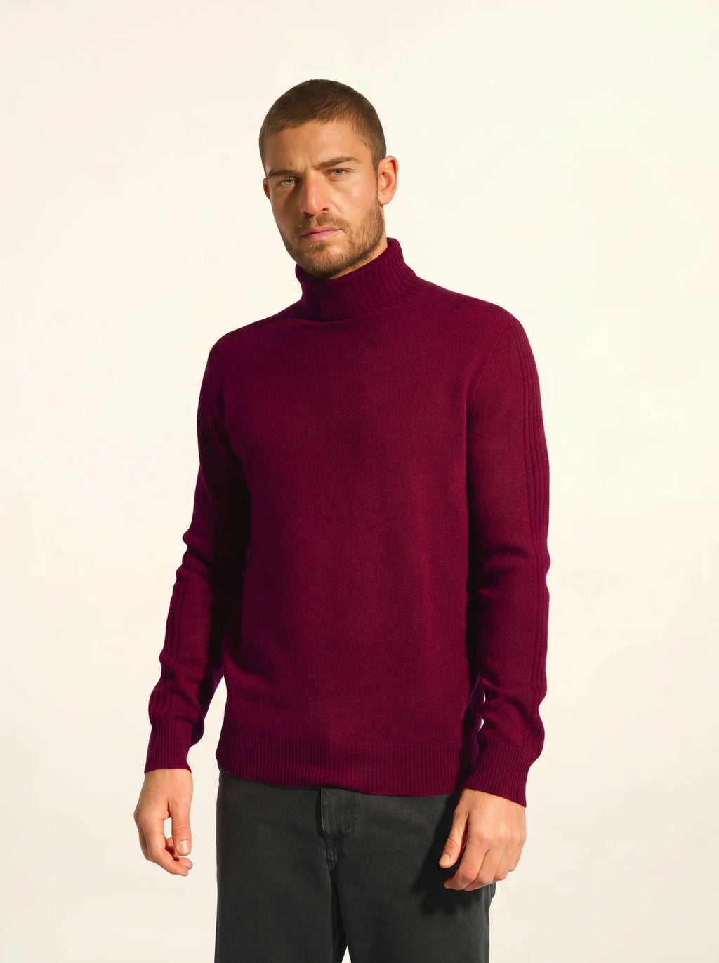 NOI Pull Col Roulé 4 Fils Bordeaux