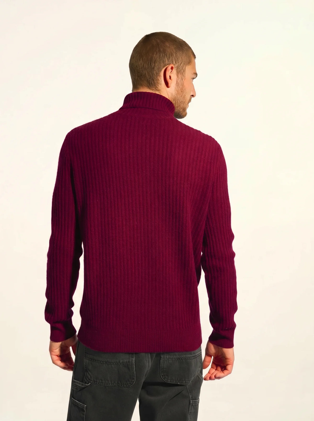 NOI Pull Col Roulé 4 Fils Bordeaux