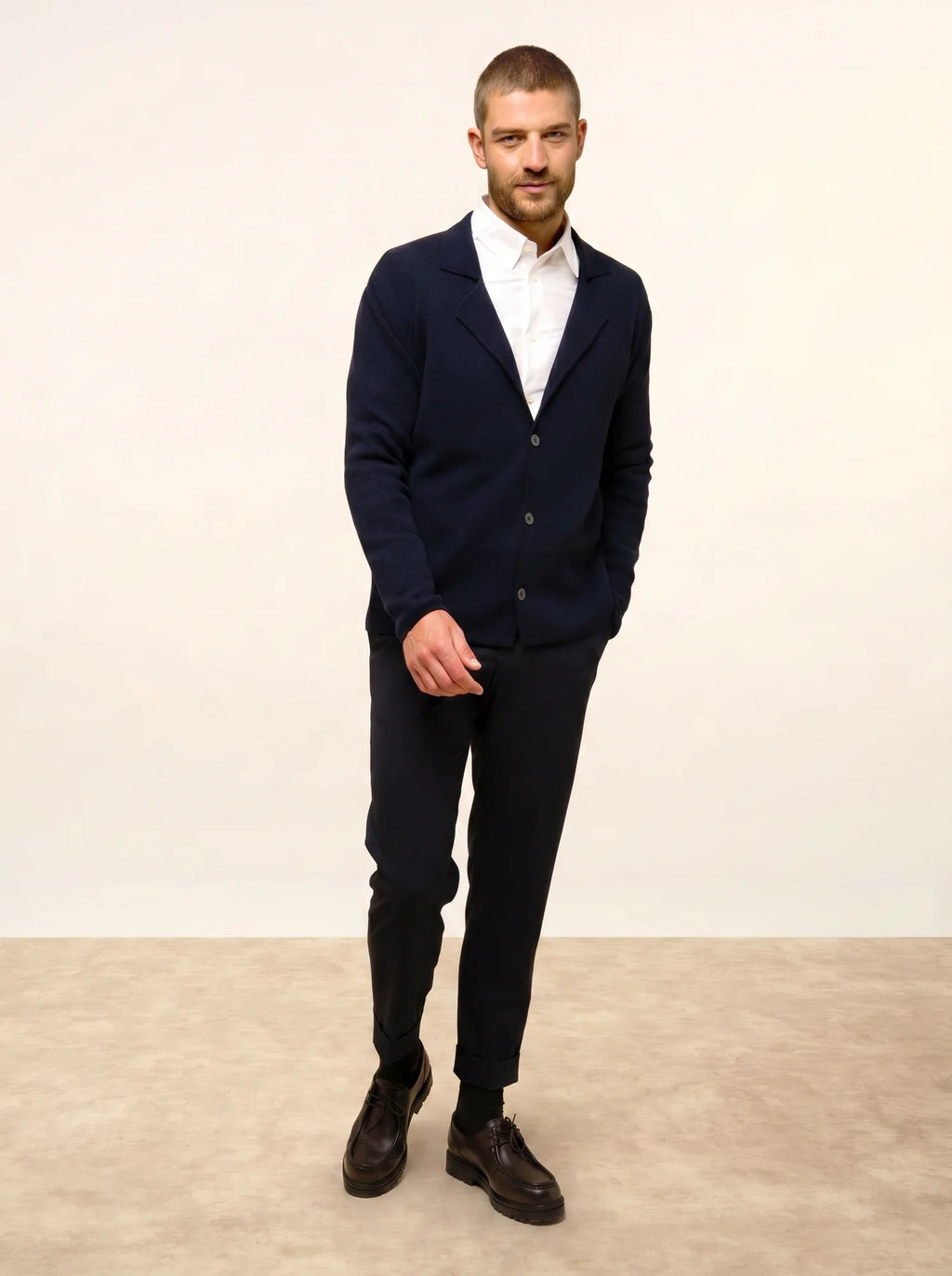 ALVAR Veste Boutonnée Col Tailleur Bleu Marine