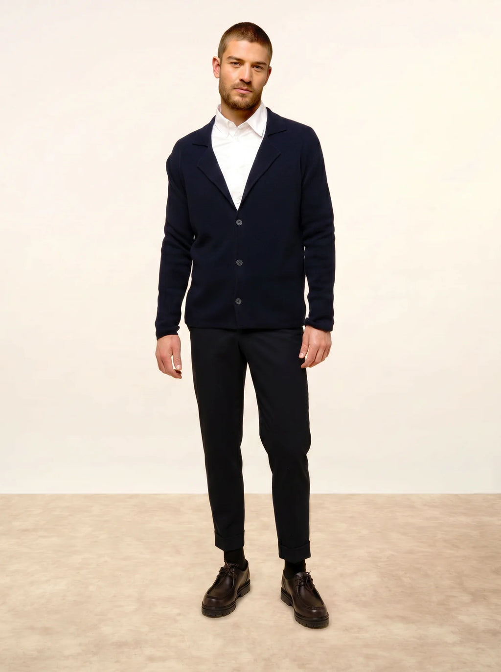 ALVAR Veste Boutonnée Col Tailleur Bleu Marine