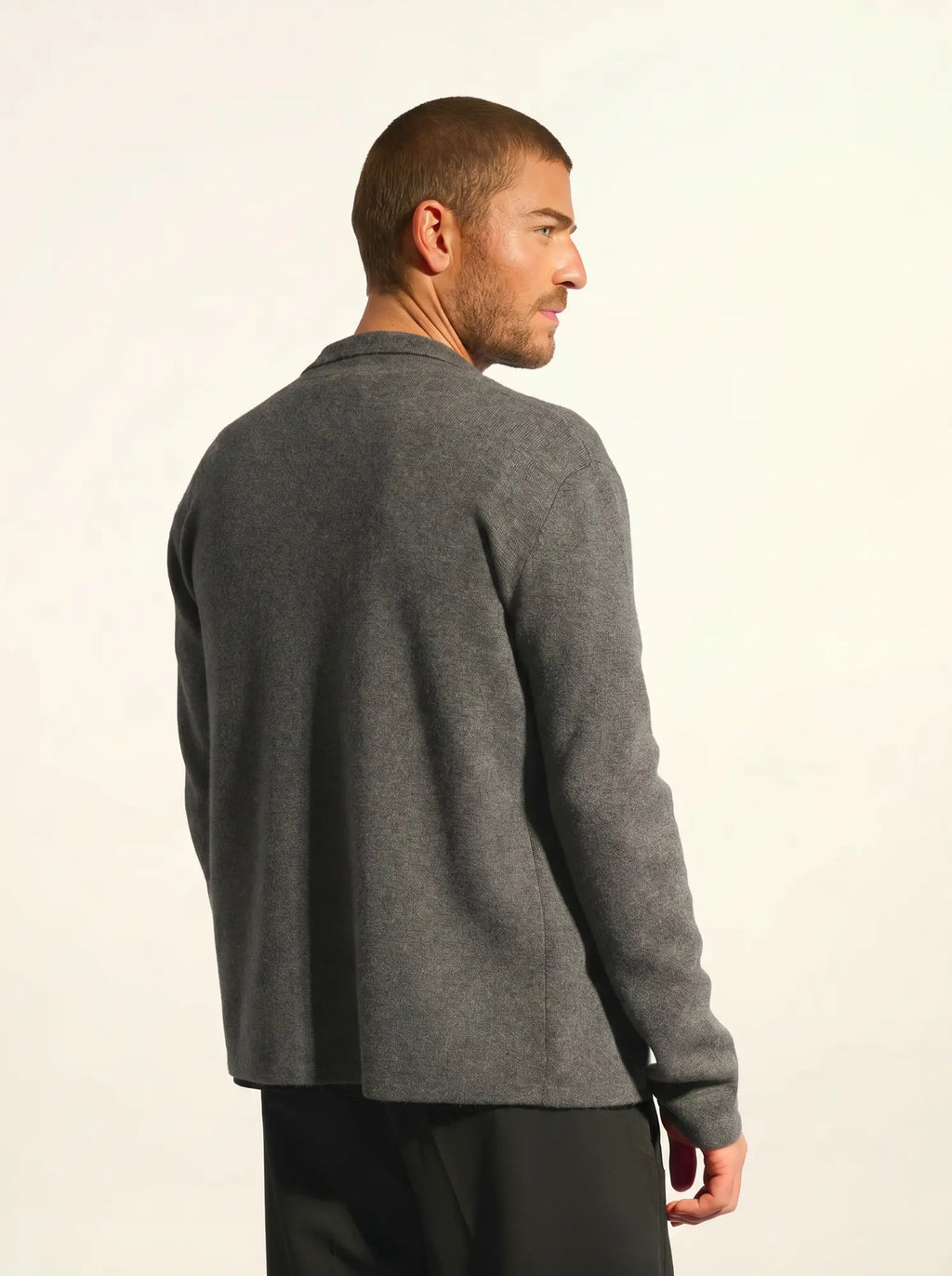 ALVAR Veste Boutonnée Col Tailleur Anthracite Chiné