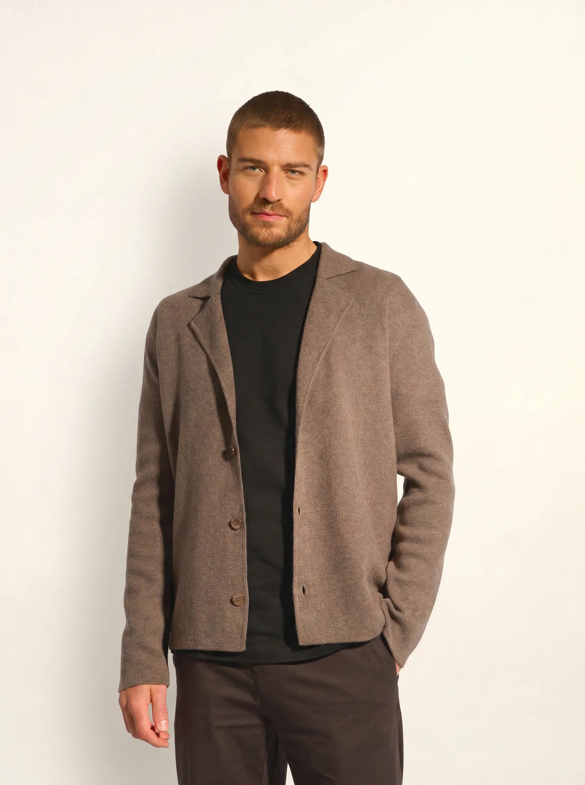 ALVAR Veste Boutonnée Col Tailleur Taupe Chiné