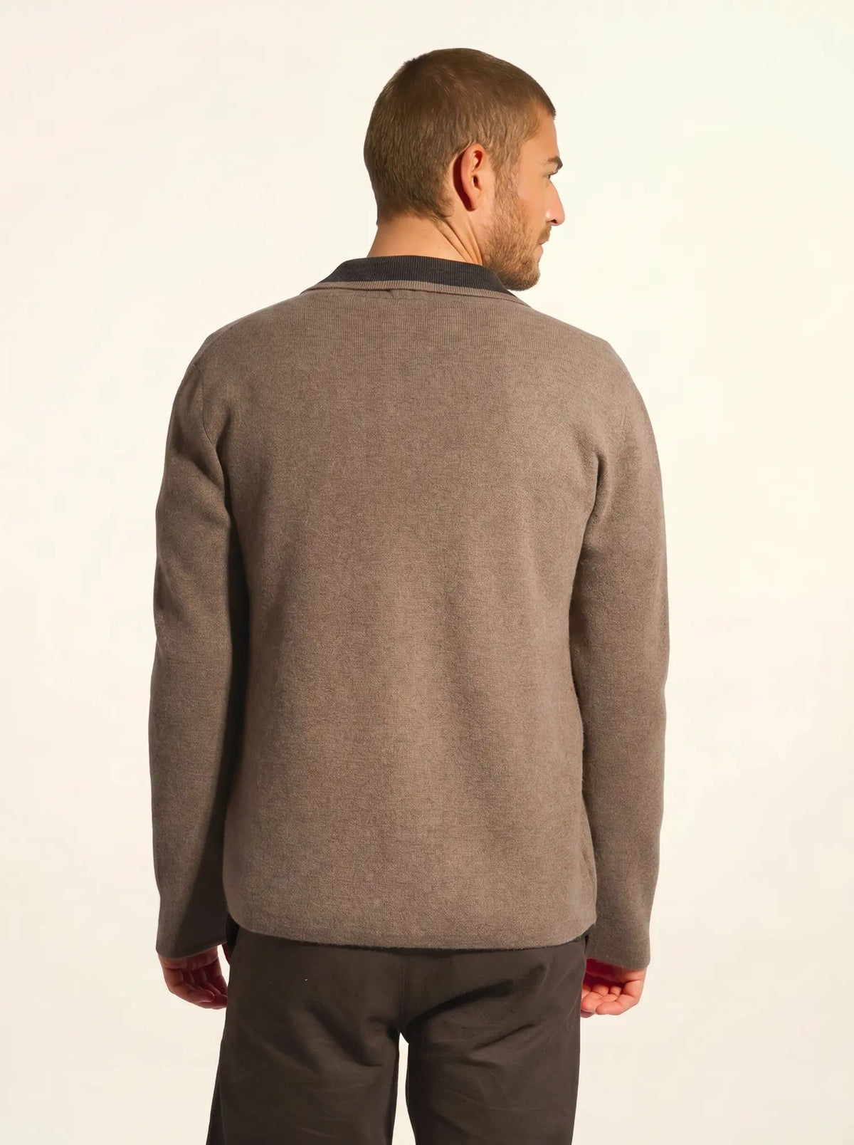 ALVAR Veste Boutonnée Col Tailleur Taupe Chiné