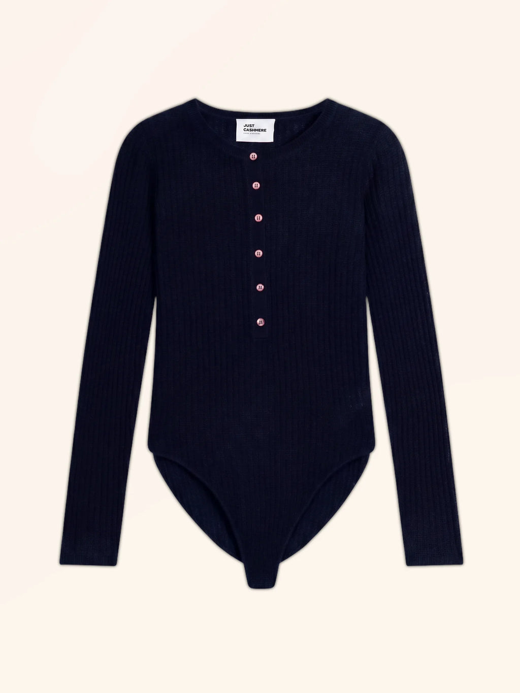 FUNI Bodysuit Buttoned Crew Neck Navy
