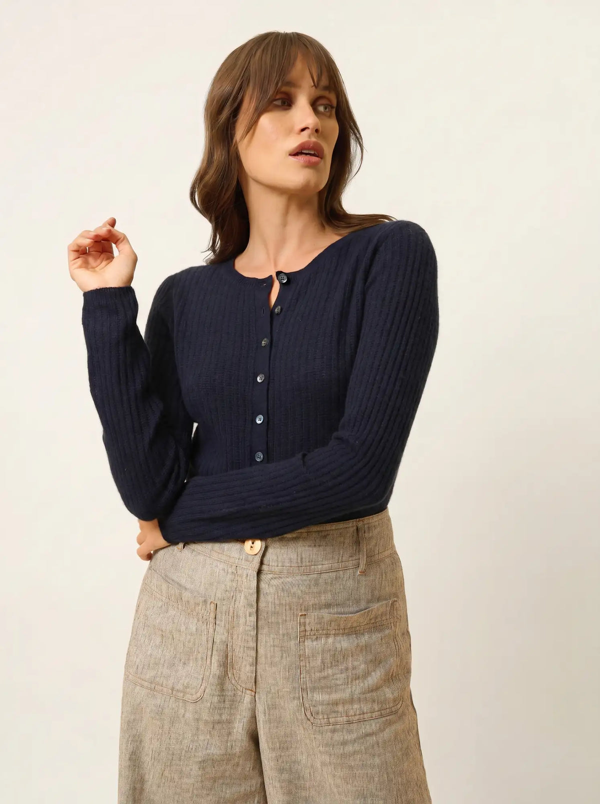 FUNI Body Boutonné Col Rond Bleu Marine