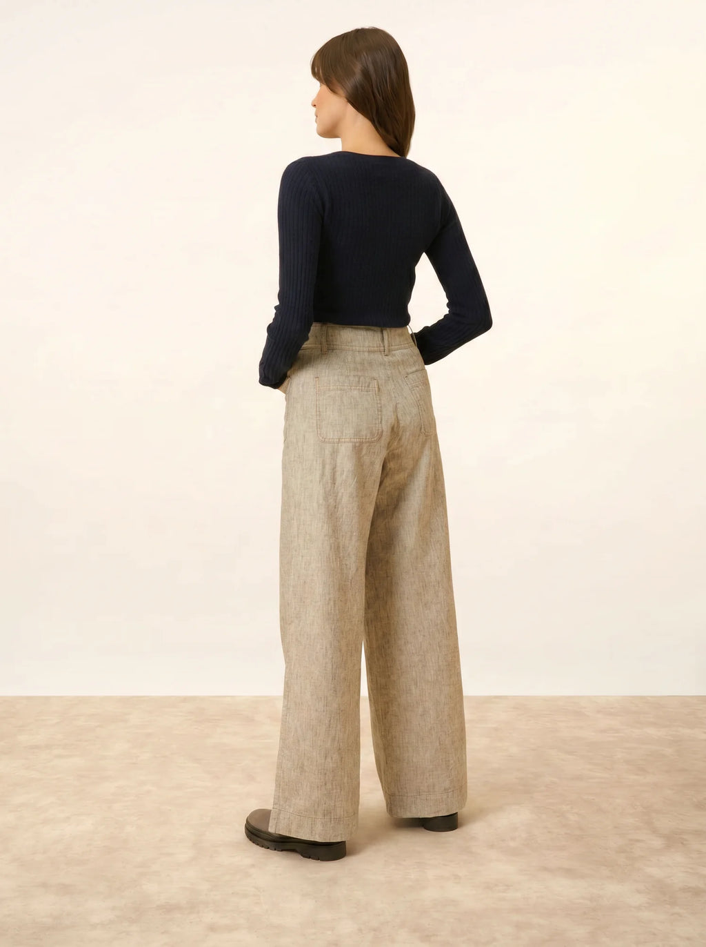 FUNI Bodysuit Buttoned Crew Neck Navy