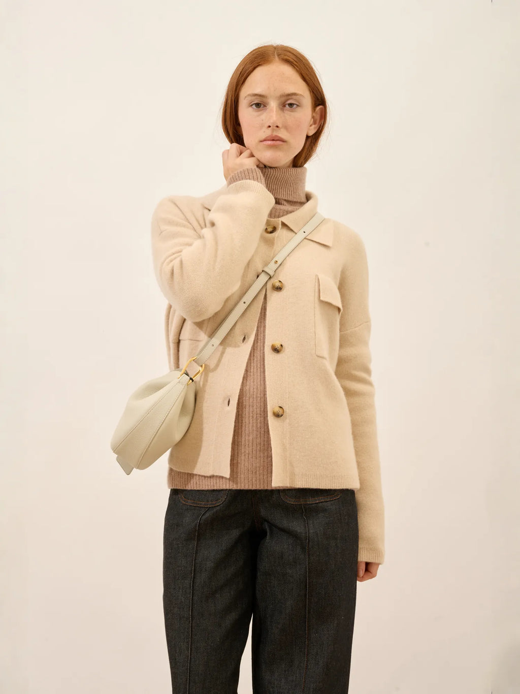 HEKLA Veste Boutonnée Col Chemise Sable