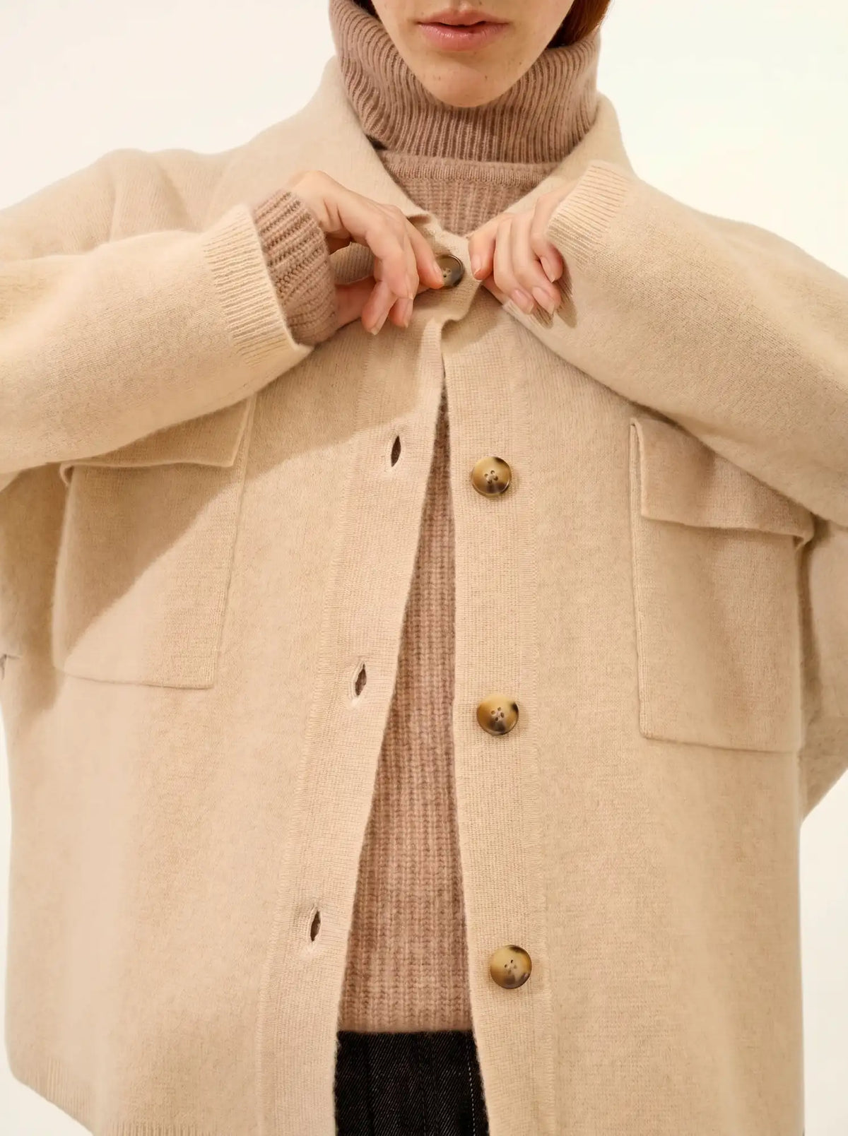 HEKLA Veste Boutonnée Col Chemise Sable