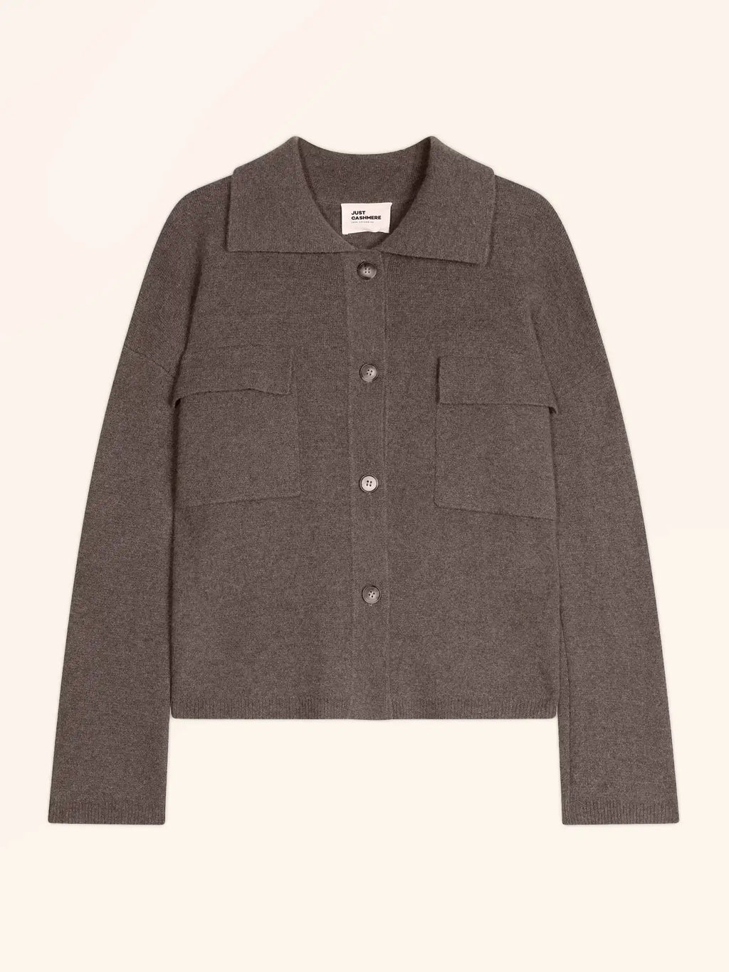 HEKLA Veste Boutonnée Col Chemise Taupe Chiné