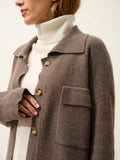 HEKLA Veste Boutonnée Col Chemise Taupe Chiné