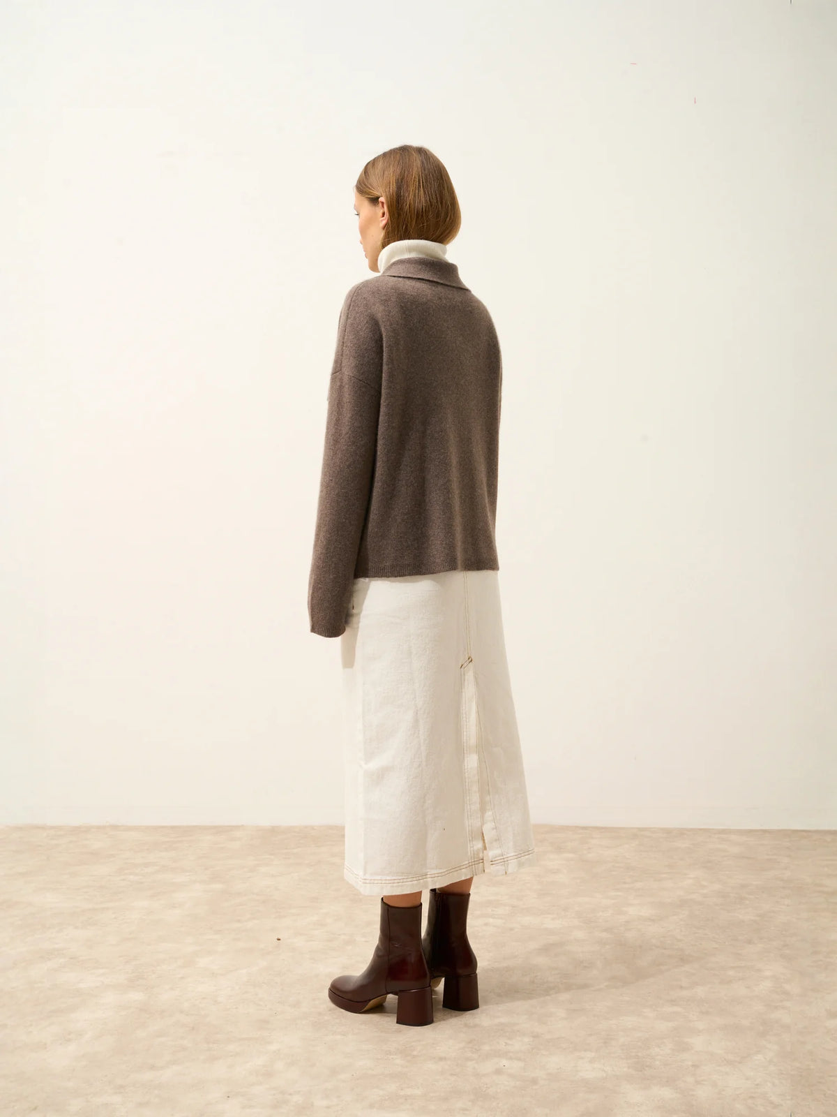 HEKLA Veste Boutonnée Col Chemise Taupe Chiné