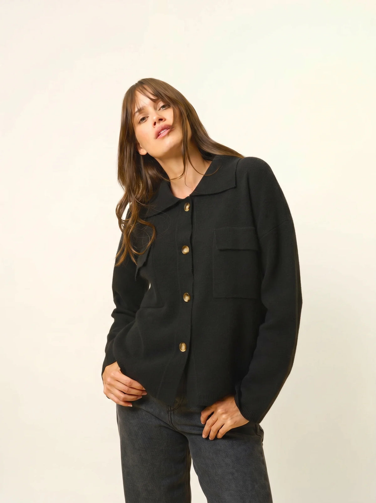 HEKLA Veste Boutonnée Col Chemise Noir