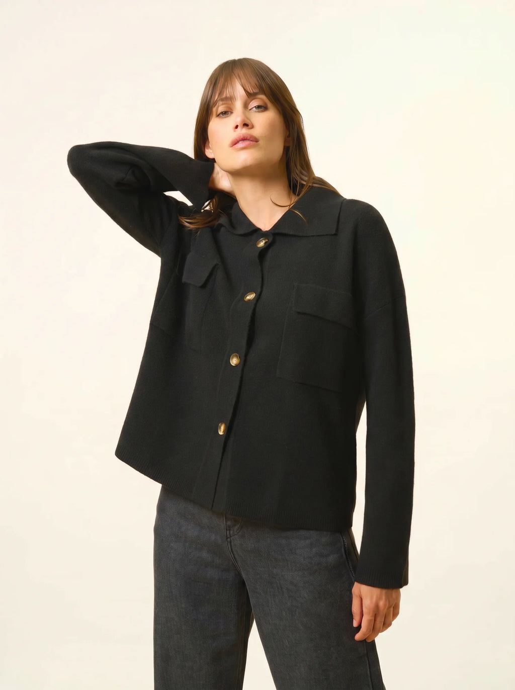 HEKLA Veste Boutonnée Col Chemise Noir