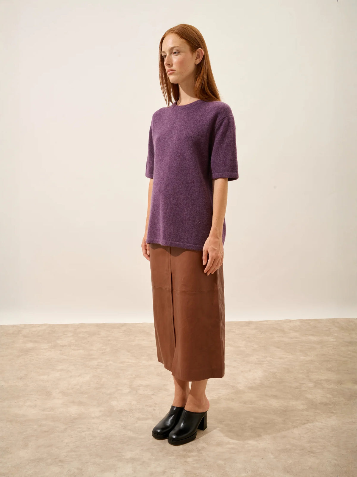 CARLA T-Shirt Crew Neck 4 Ply Heather Purple