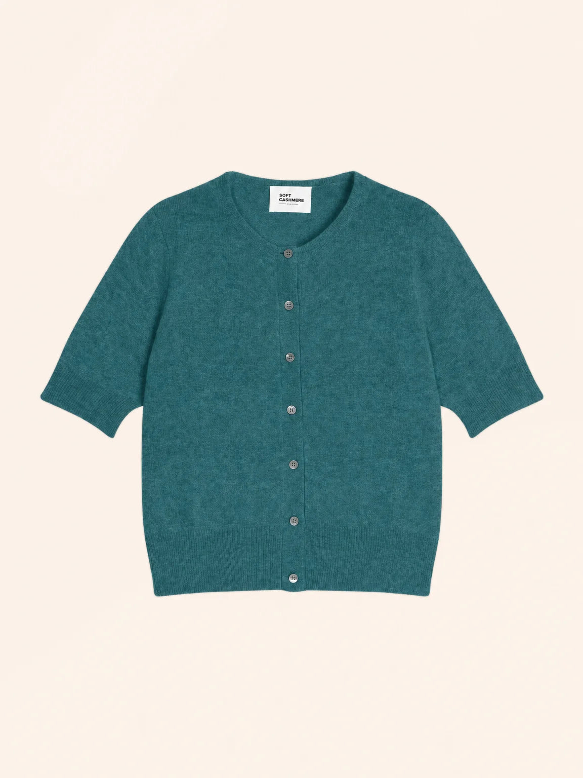 SAMUEL Cardigan Col Rond Manches Courtes Canard Chiné