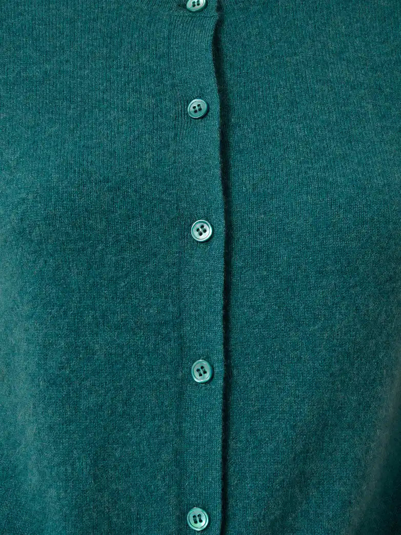 SAMUEL Cardigan Col Rond Manches Courtes Canard Chiné