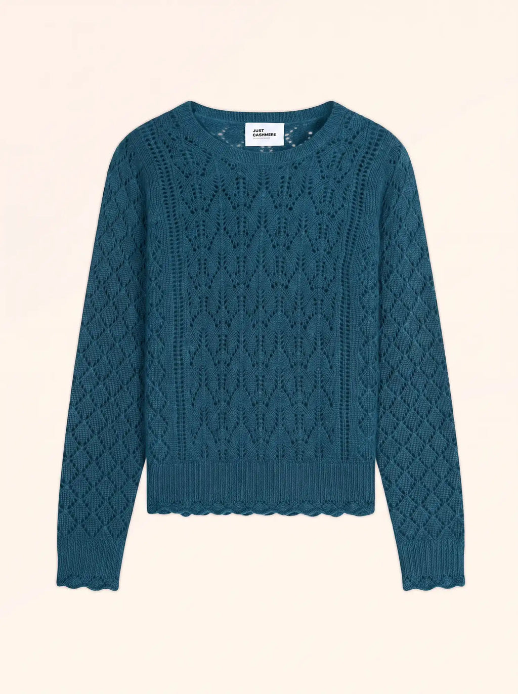 NADIA Pullover Rundhalsausschnitt 8-fädig Pfauenblau