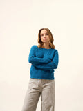 NADIA Pullover Rundhalsausschnitt 8-fädig Pfauenblau