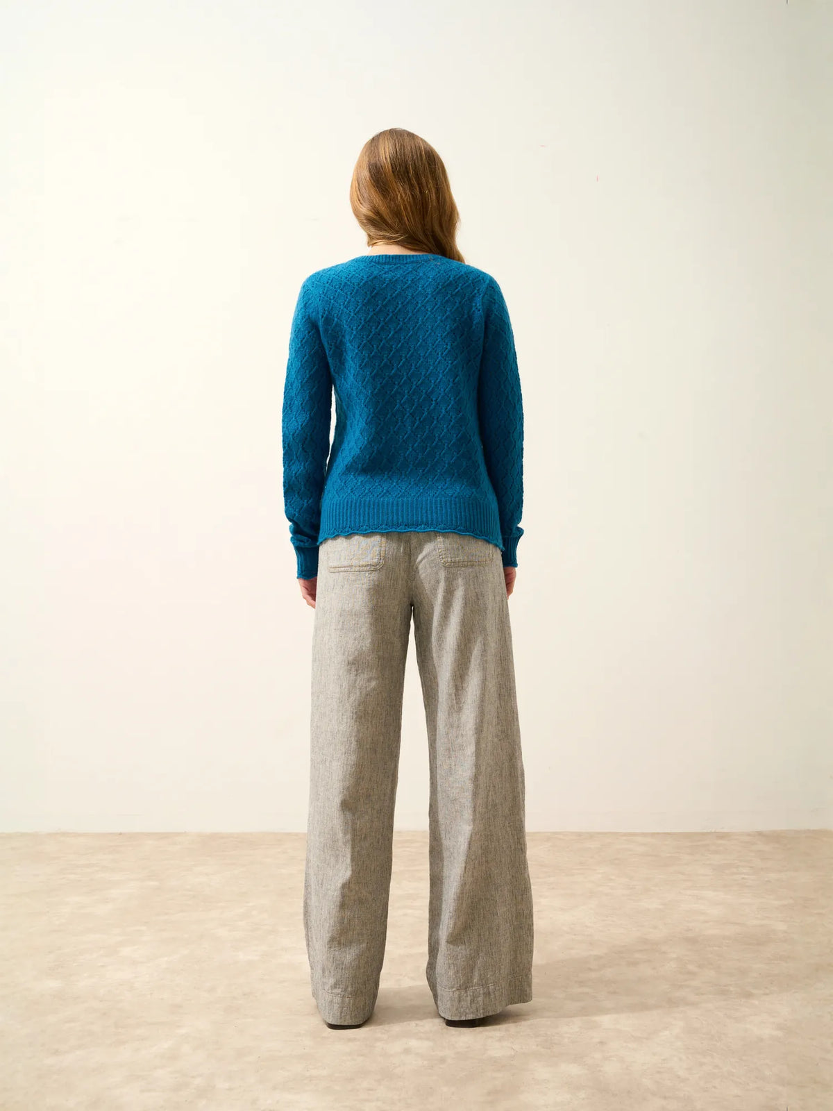 NADIA Pullover Rundhalsausschnitt 8-fädig Pfauenblau