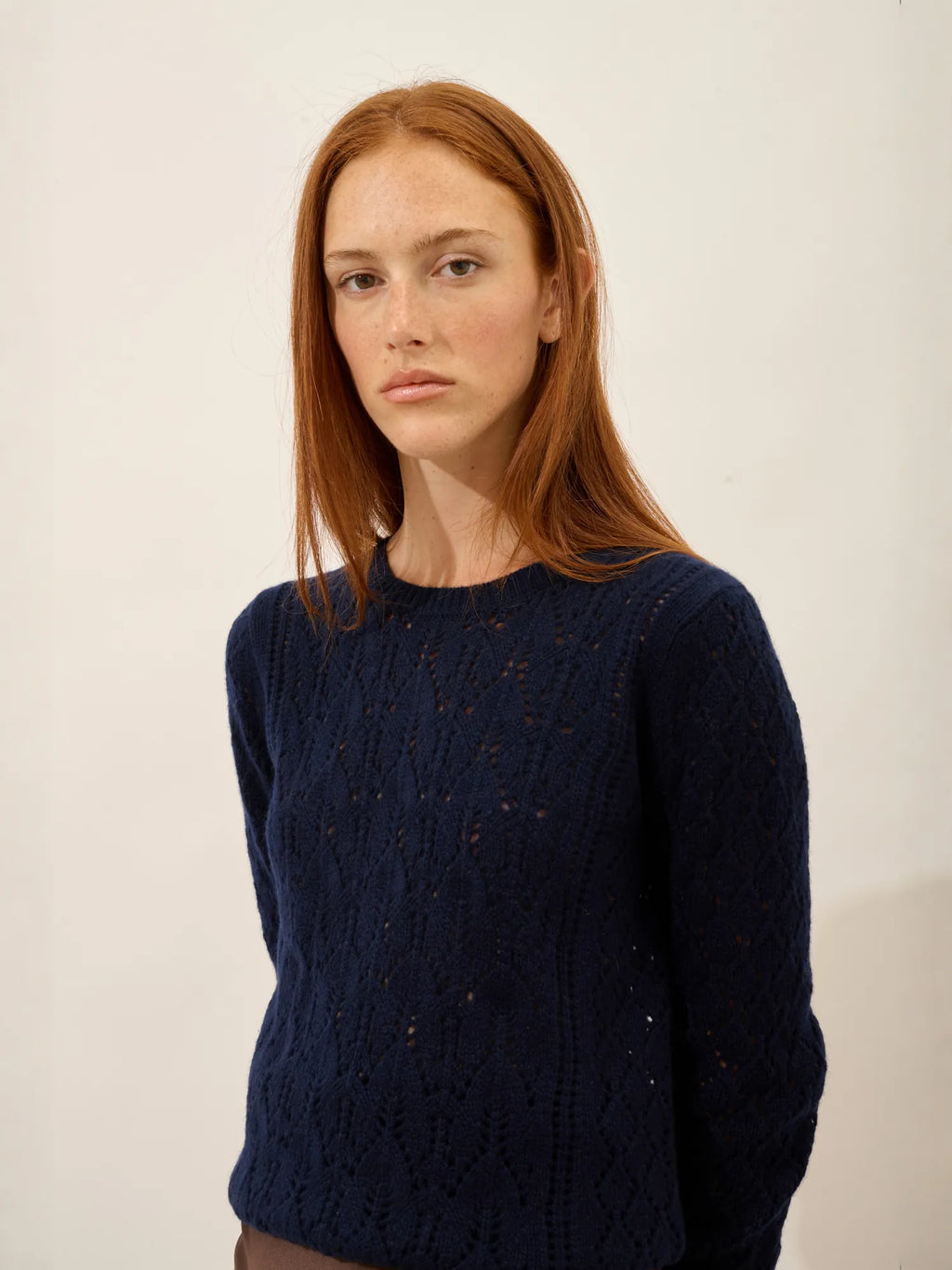 NADIA Sweater Crew Neck 8 Ply Navy