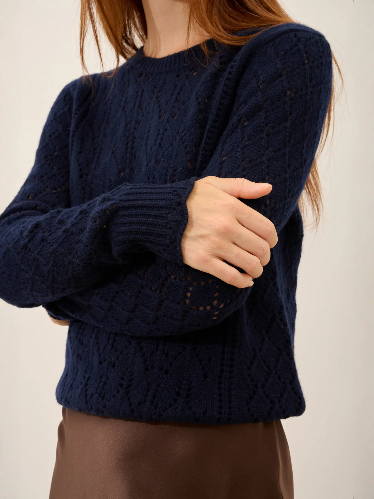 NADIA Sweater Crew Neck 8 Ply Navy