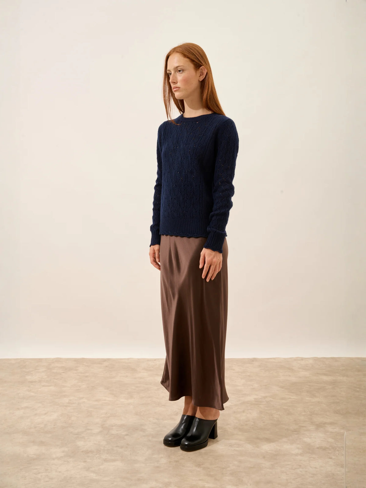 NADIA Sweater Crew Neck 8 Ply Navy