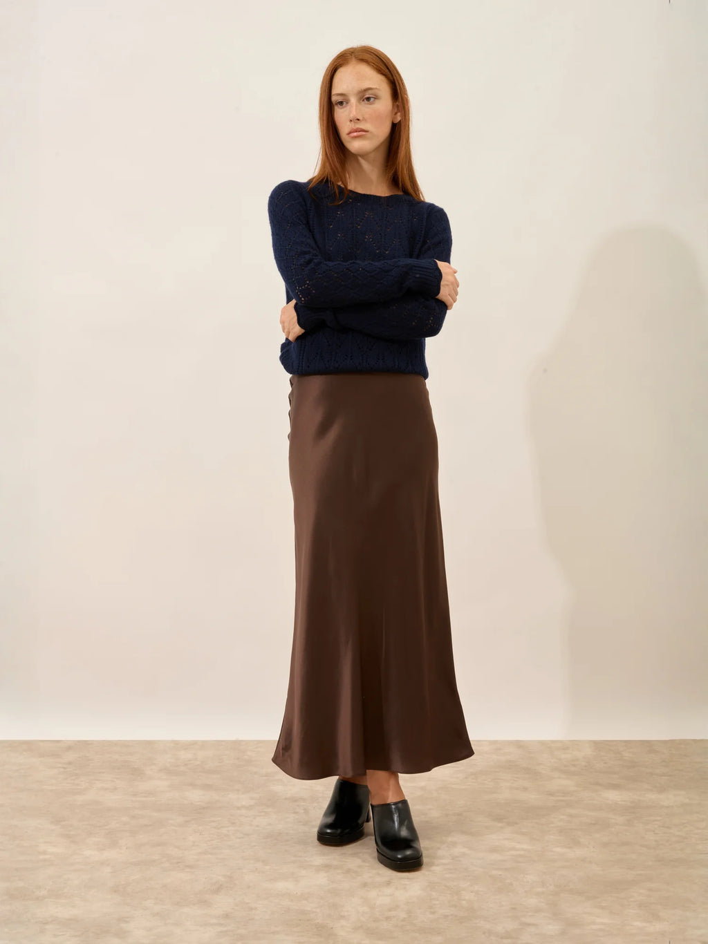 NADIA Sweater Crew Neck 8 Ply Navy
