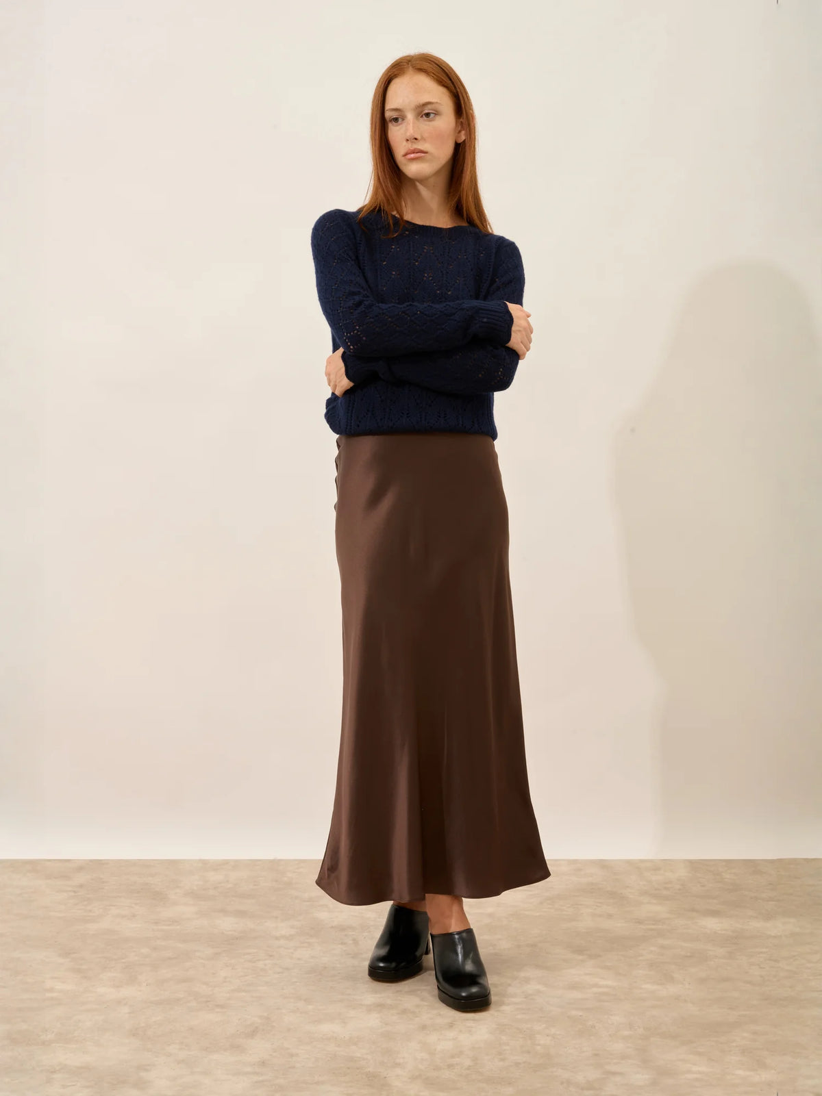 NADIA Sweater Crew Neck 8 Ply Navy