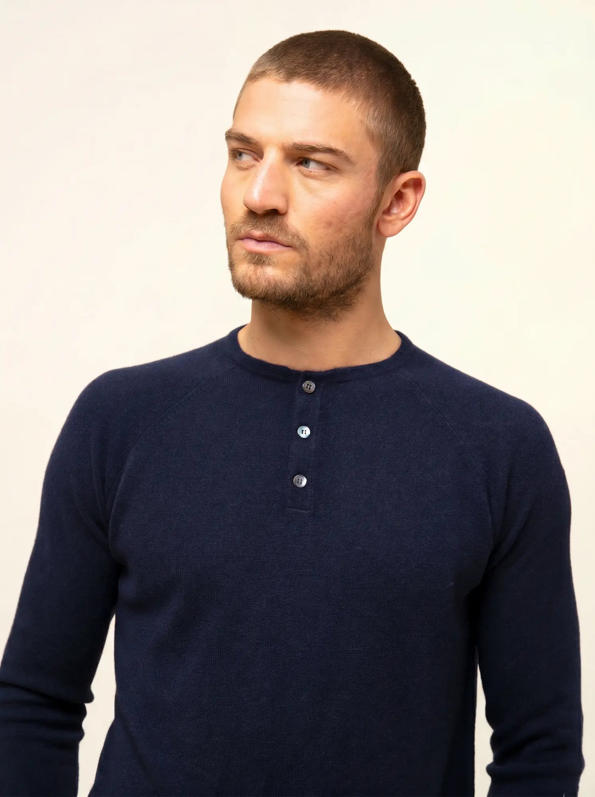 GUZMAN Pull Col Tunisien Bleu Marine