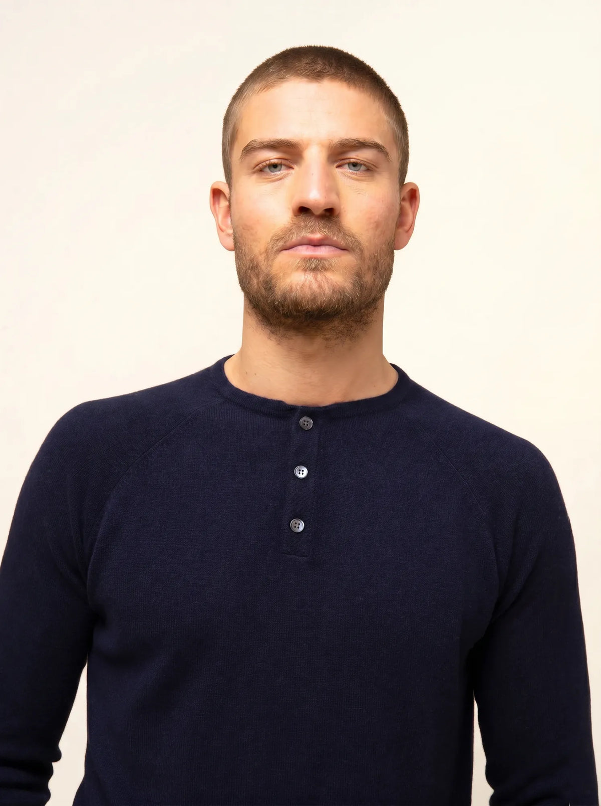GUZMAN Pull Col Tunisien Bleu Marine