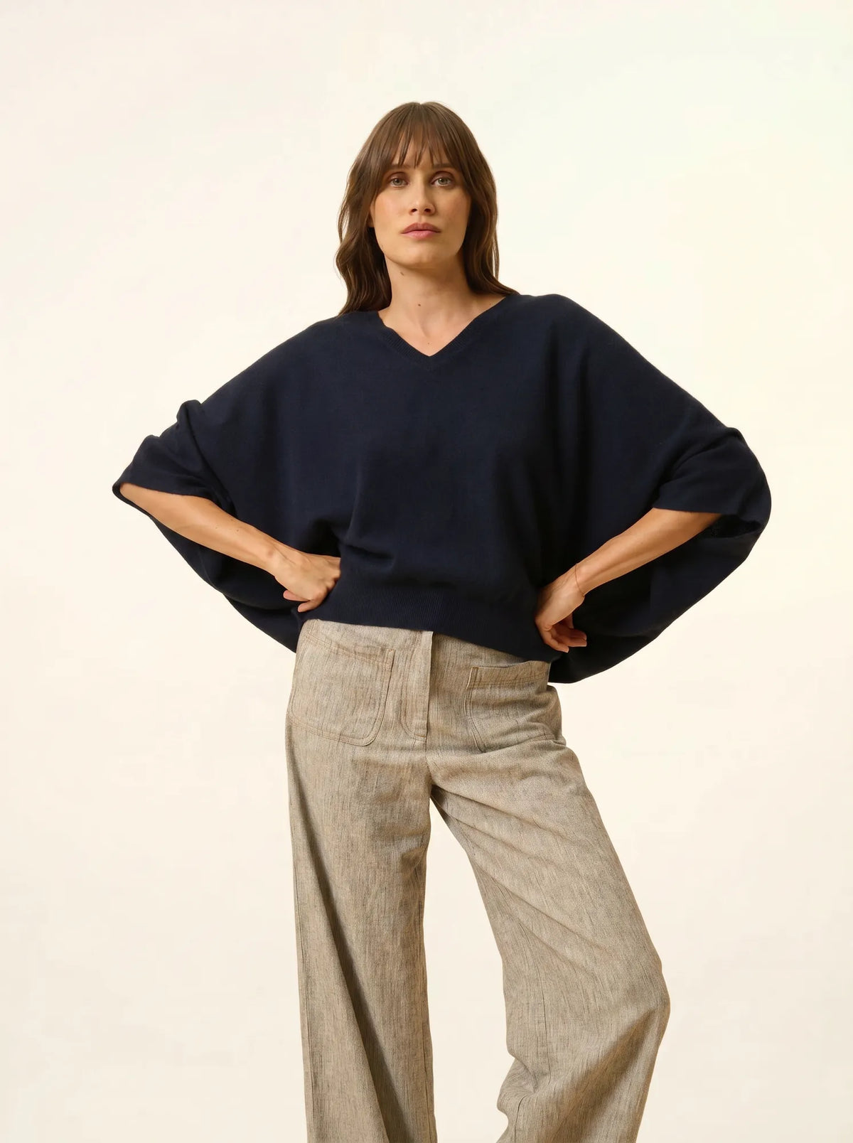 POLO Sweater V-Neck Batwing Navy