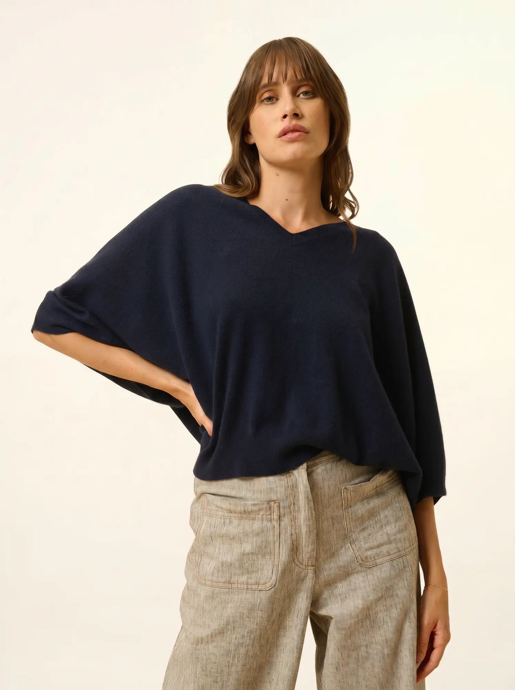 POLO Sweater V-Neck Batwing Navy