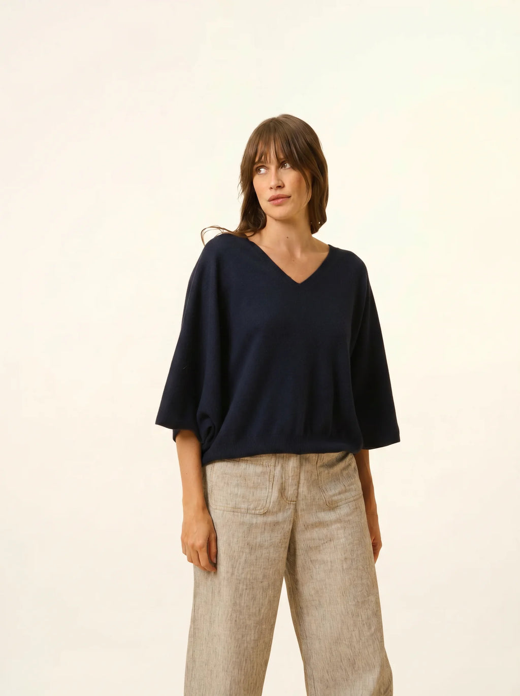 POLO Sweater V-Neck Batwing Navy