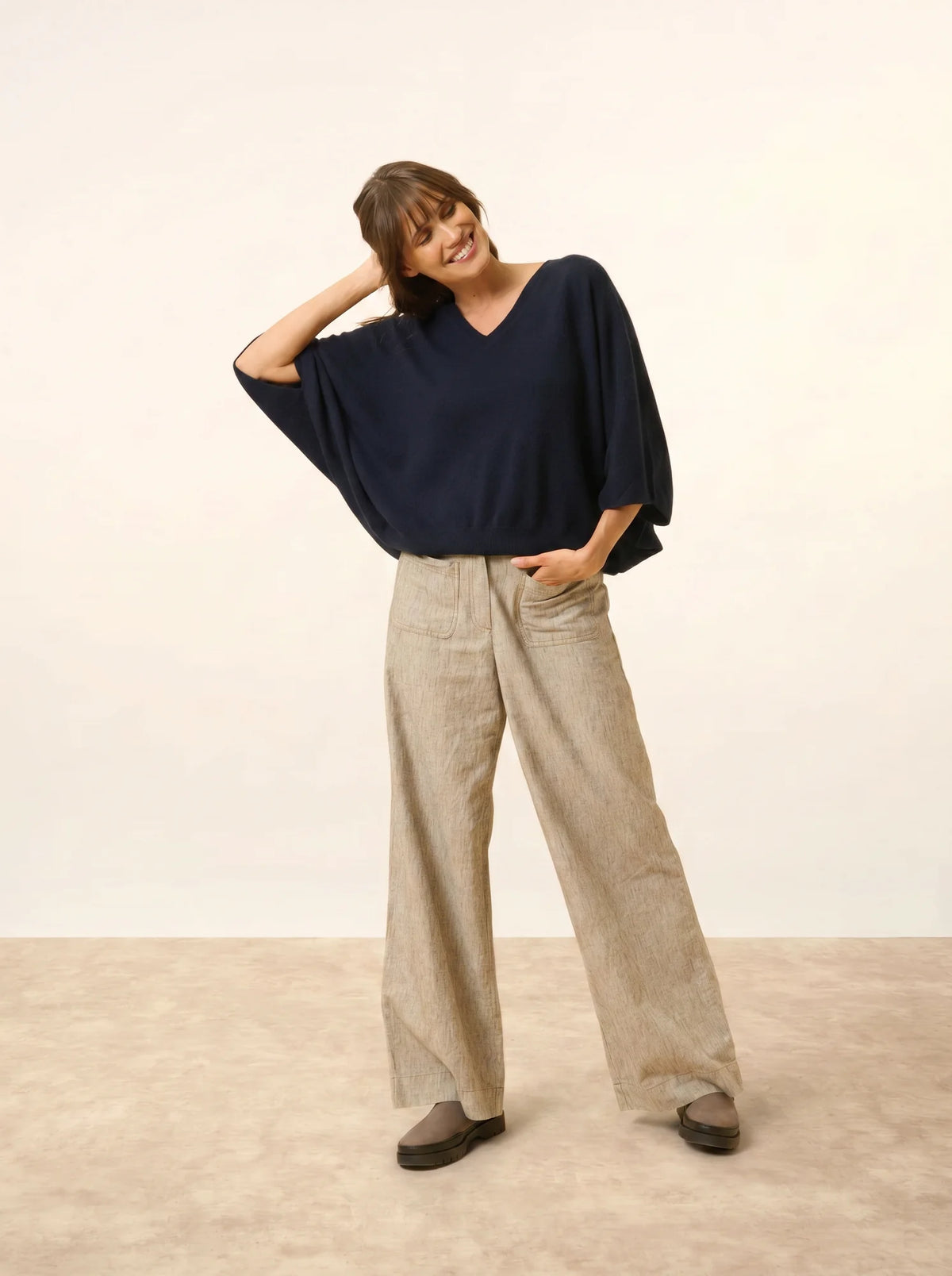 POLO Sweater V-Neck Batwing Navy
