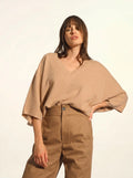 POLO Pull Col V Chauve Souris Sahara