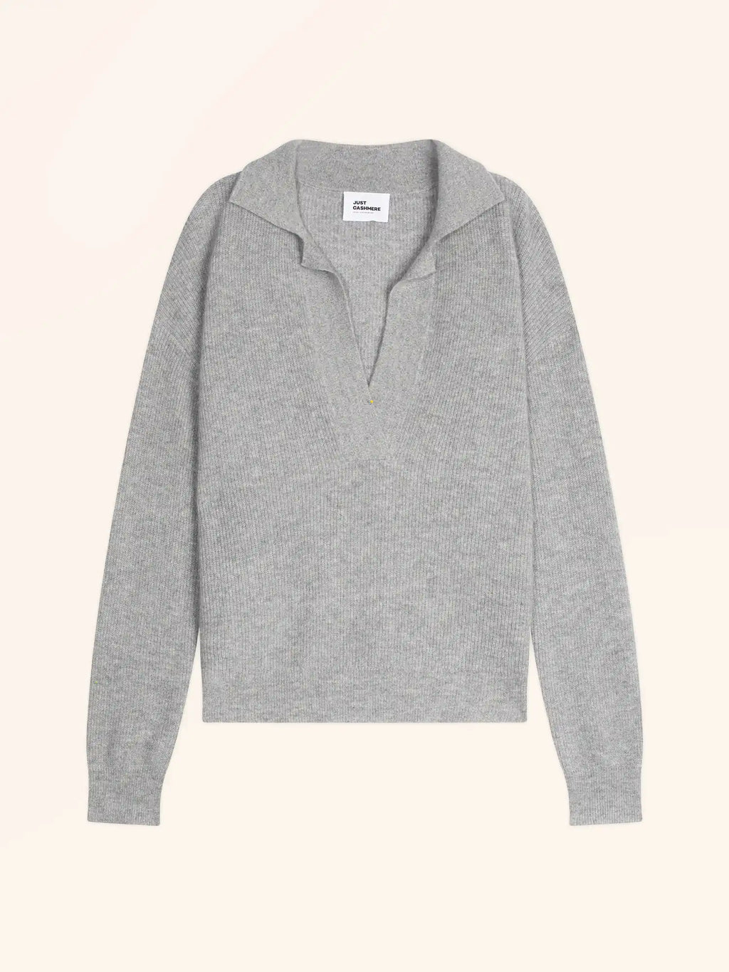 GARCIA Polo V-Neck Crossover Long Sleeve Heather Mouse Grey
