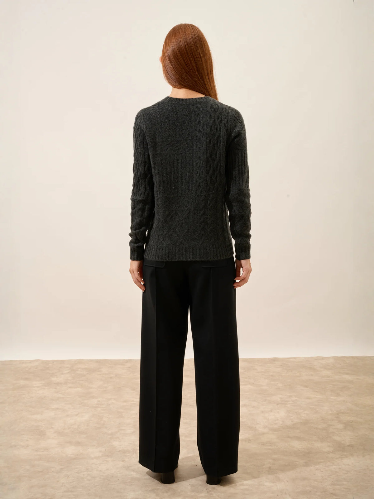 AMALA Pull Col Rond 6 Fils Carbone Chiné