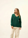 AMRITA Pull Col V 4 Fils Sapin