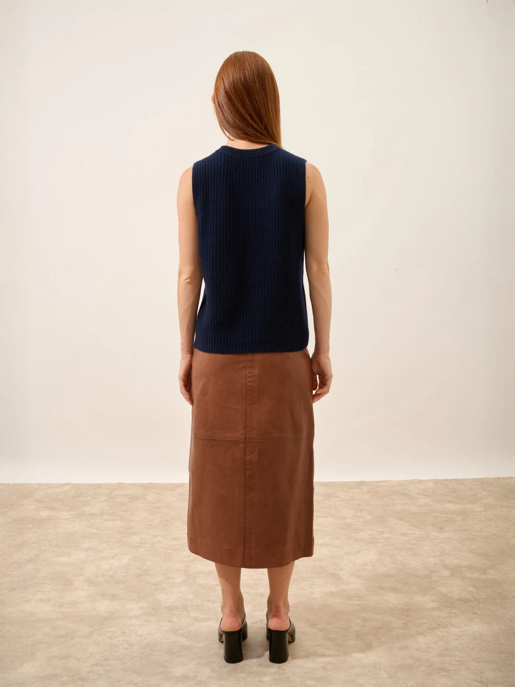 DAMPA Tank Top Crew Neck 6 Ply Navy